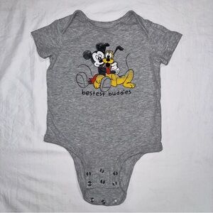Disney baby size 6-9 months Gray Bodysuit with Mickey and Pluto